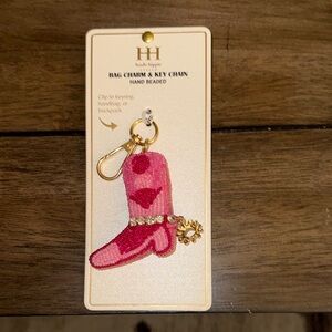 Haute Hippie Pink Beaded Boot Key Chain